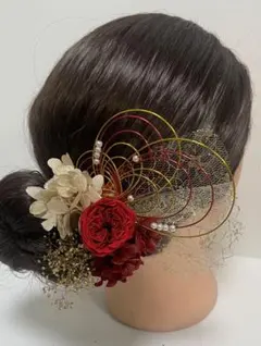 837.成人式　卒業式　水引髪飾り　プリザーブドフラワー