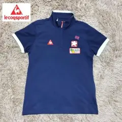 ルコックスポルティフ ポロシャツ 半袖 バックロゴ ネイビー レディース L