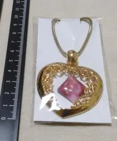 ゴールド ハートフレーム 七宝焼チャーム付 ネックレス