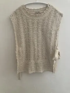 Samansa Mos2 レース編みニットトップス F