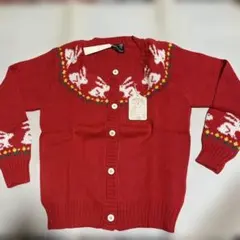 昭和レトロ　ALOPY 赤 ウサギ柄カーディガン サイズ 10 デッドストック