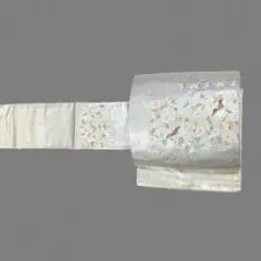 名古屋帯 正絹 西陣織 中古 オフホワイト 花唐草 鳥 №aio0033 - メルカリ