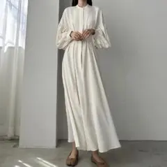 【試着のみ】Louere ウエストタックボリューム袖シャツワンピース