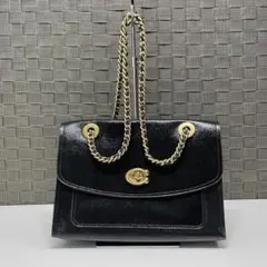 美品　COACH ハンドバッグ ブラック チェーンショルダー