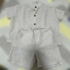 チェックシャツ ショートパンツ セットアップ 80 バースデイ