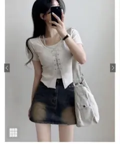 レースアップレイヤード風トップス[at2260] GRL