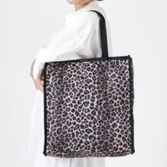 レスポートサック リバーシブルトートバッグ 黒✕レオパード フラク