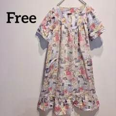 ワンピース 花柄【F】パッチワーク 半袖 ガーリー ルームウエア 海外古着 良品