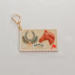 「馬」カード型キーホルダー（薄茶）NFCタグ内蔵！【3Dプリント】