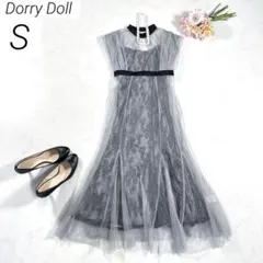 ドリードール　レイヤードラメチュールドレス　ワンピース　お呼ばれ　グレー　S