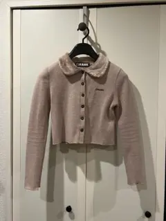 CRANK ピンクページュ クロップドカーディガン