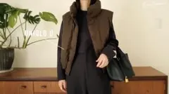 UNIQLO U パフテックノンキルトベスト　ブラウン　S