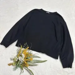 【ジーユー】GU レディース クルーネックトレーナー 長袖 ブラック L ○