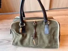 FURLA オリーブスエードハンドバッグ