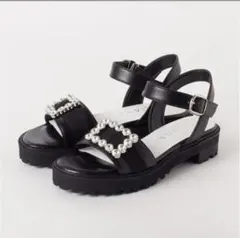 diana ビジュー付ウェッジソールサンダル 【軽量】6cmヒールアップ