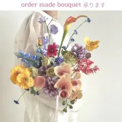 オーダーメイドウェディングブーケ　アーティフィシャルフラワー　イヤーカフ　胡蝶蘭