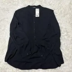 【UNIQLO】レーヨンピンタックプルオーバーブラウス　XL BLACK