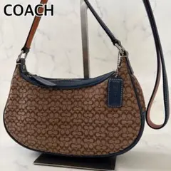【美品】COACH　アクセサリーポーチ　バッグ　キャンバス　レザー　シグネチャーのサムネイル
