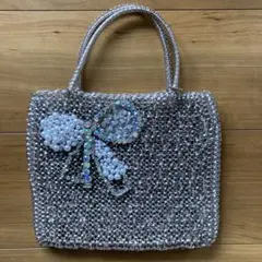 アンテプリマ　ANTE PRIMA リボン　ワイヤーバッグ　シルバーピンク色