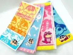 【新品未使用】クレヨンしんちゃん　ワンポイント刺繍　ハンカチ　4点まとめ売り