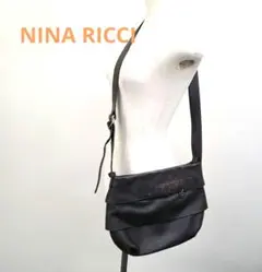 NINA RICCI ブラックレザーショルダーバッグ　　ティアードのサムネイル
