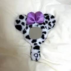 ミニー　キーホルダー ヒョウ柄 ミラー 鏡 紫 黒 チェーン ディズニー