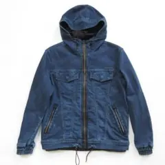 希少】DIESEL デニム ジャケット フード コーティング ジョグ ネイビー 