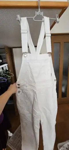 ホワイト サロペット デニム