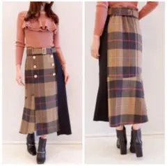 グレースコンチネンタル　ダイアグラム　ベルト付き　チェック柄スカート