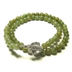 値下げ！一つは欲しい本物！聖なる石 魅惑の緑！翡翠６ｍｍ玉　ＳＶ留金具ネックレス