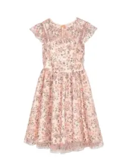 リリーブラウン　フラワー刺繍ワンピース