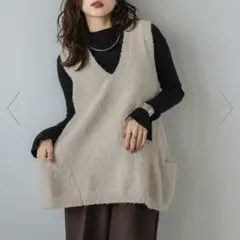 La-gemme MIXループヤーンニットベスト　体型カバー　ゆったり