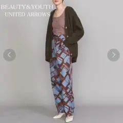 【美品】BEAUTY&YOUTH プリント＆ソリッド ワイドテーパードパンツ
