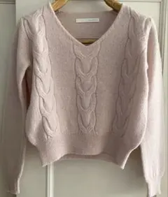 セール　スピックアンドスパン　ニット　ベビーピンク　Ｖネック