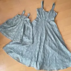 親子リンクコーデ　ワンピース2着セット　ハンドメイド　緑　お揃い