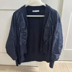 ZARA ネイビージャケット　ニットアウター