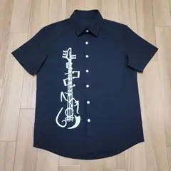モノトーン ギタープリント 半袖 シャツ