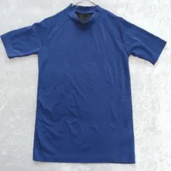 冷感 半袖 ミドル ネック シャツ 紺 ハイネック Tシャツ 作業着 メッシュ