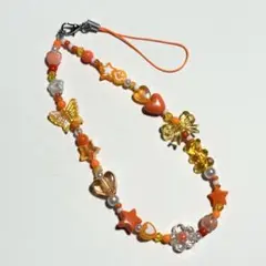 ビーズストラップ　オレンジ