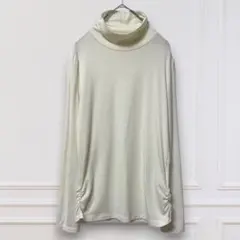 【ミッシェルクラン】 裾ギャザー ハイネック カットソー 日本製 白 38のサムネイル