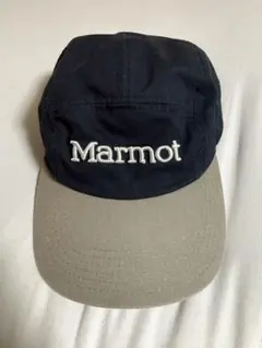 Marmot マーモット ロゴ刺繍 キャップ ネイビー ベージュ 古着