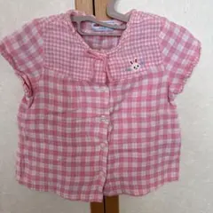 ピンクチェック ミキハウス　半袖シャツ 90cm
