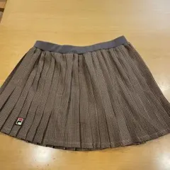 FILA グランチェック柄 プリーツスカートLサイズ　キャメル