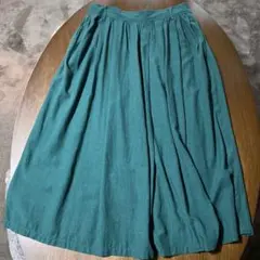 サニークラウズ　ロングフレアスカート グリーン　LL