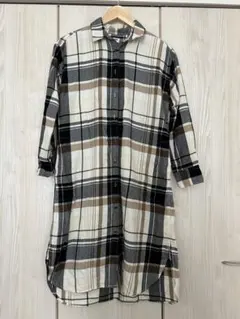 ユニクロ コットン シャツワンピース チェック S