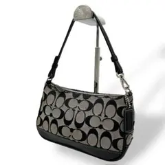良品 1723 COACH アクセサリーポーチ シグネチャー ブラック