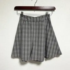イング・M ミニ丈 キュロットスカート ブラウン チェック柄