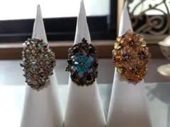 豪華❣️ハンドメイド ビーズリング 3点セット