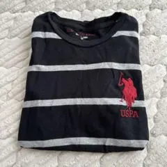 USPA 半袖ストライプTシャツ ブラック/グレーのサムネイル