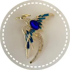 フェニックス・ブローチ・ブルー・鳥・バード